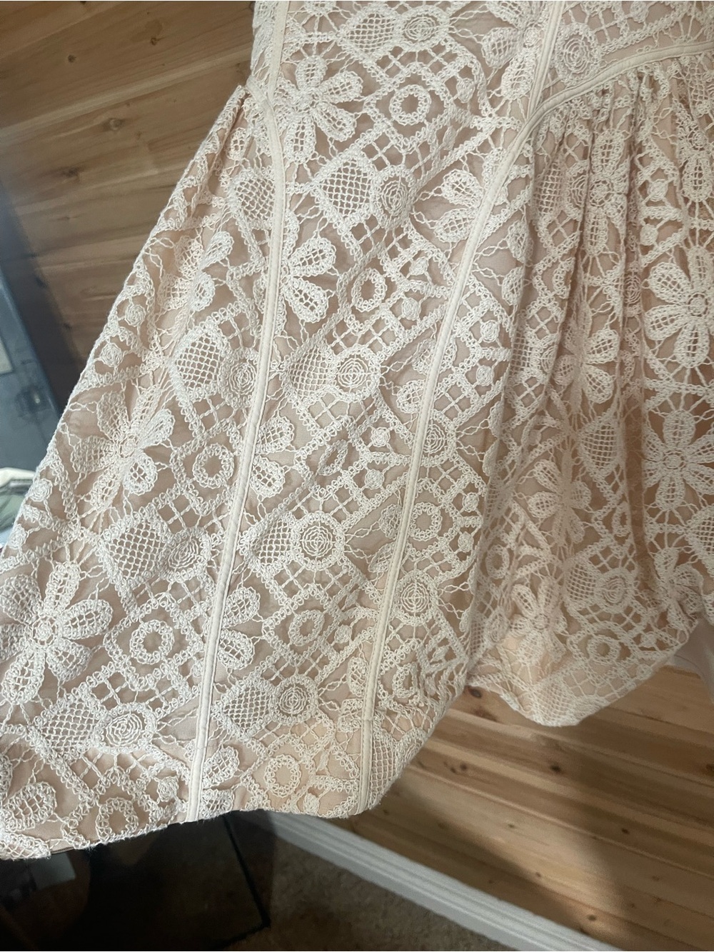 Anthropologie / Hutch Neutral Lace Corset Fit & Flare Mini Dress Size 6 - Picture 2 of 8